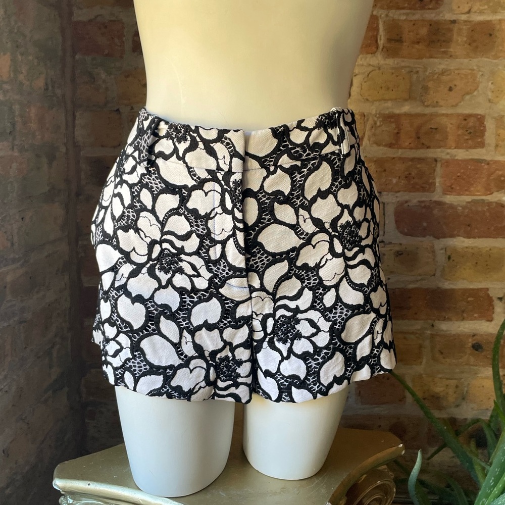 Diana Von Furstenberg Black & White Floral Shorts